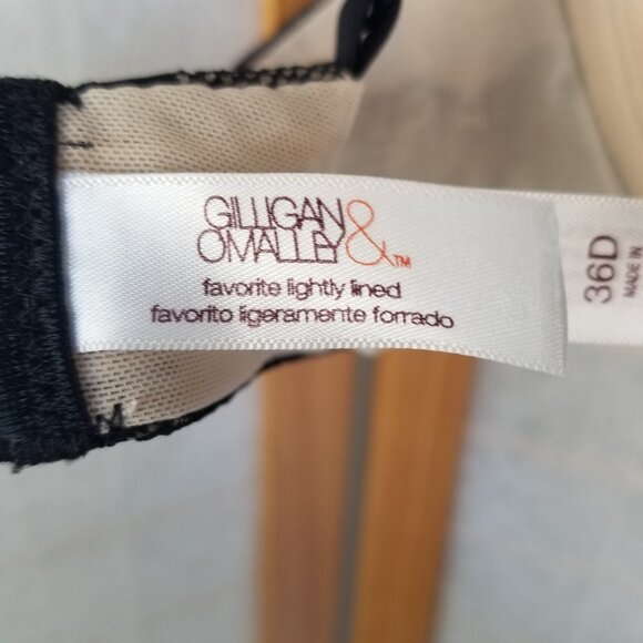 Gilligan & O'Malley Bra 36D Black over Nude Favorite Lightly Lined EUC - Picture 4 of 7